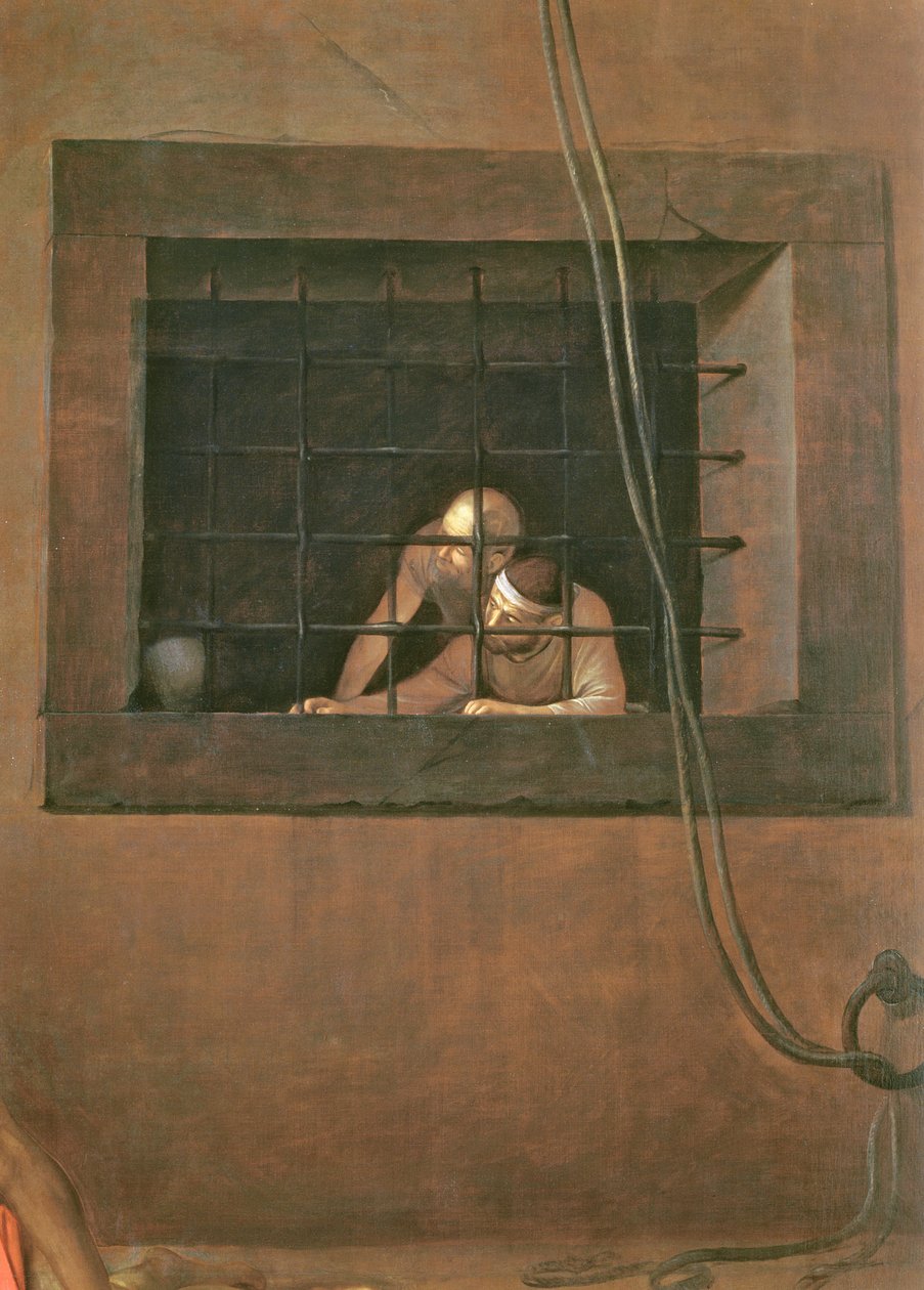A decapitação de São João Batista, 1608 óleo sobre tela detalhe de 127654 de Michelangelo Merisi Caravaggio