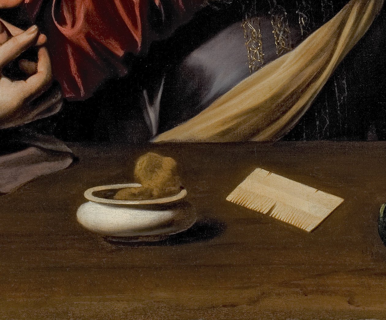 Detalhe de A Conversão da Madalena, c.1598 (óleo e tempera sobre tela) de Michelangelo Merisi da Caravaggio