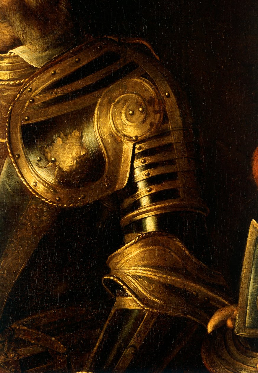 Detalhe do Retrato de Alof de Wignacourt com a sua página de Michelangelo Merisi da Caravaggio