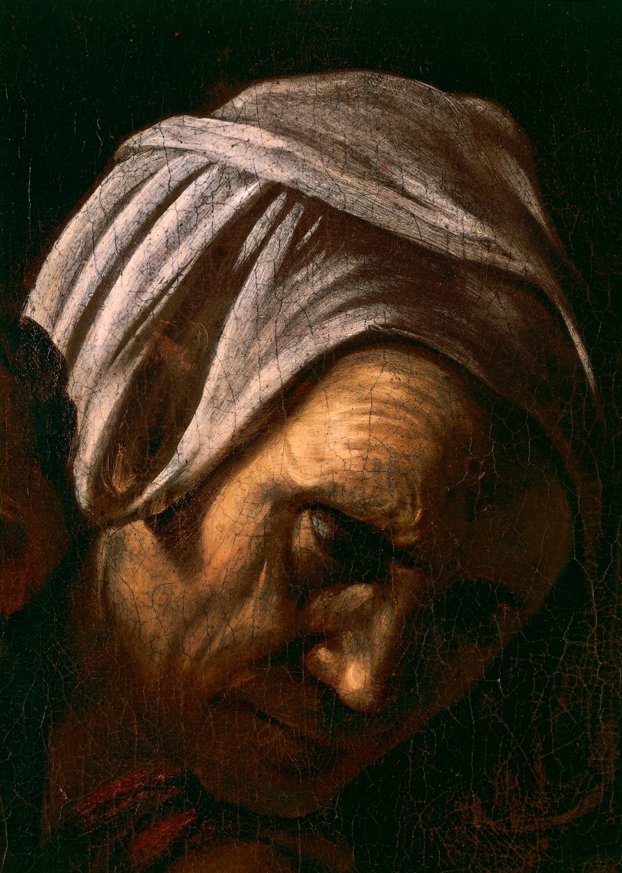 Salomé recebendo a Cabeça de São João Batista, detalhe 1607-10 (óleo & tempera sobre tela) de Michelangelo Merisi da Caravaggio