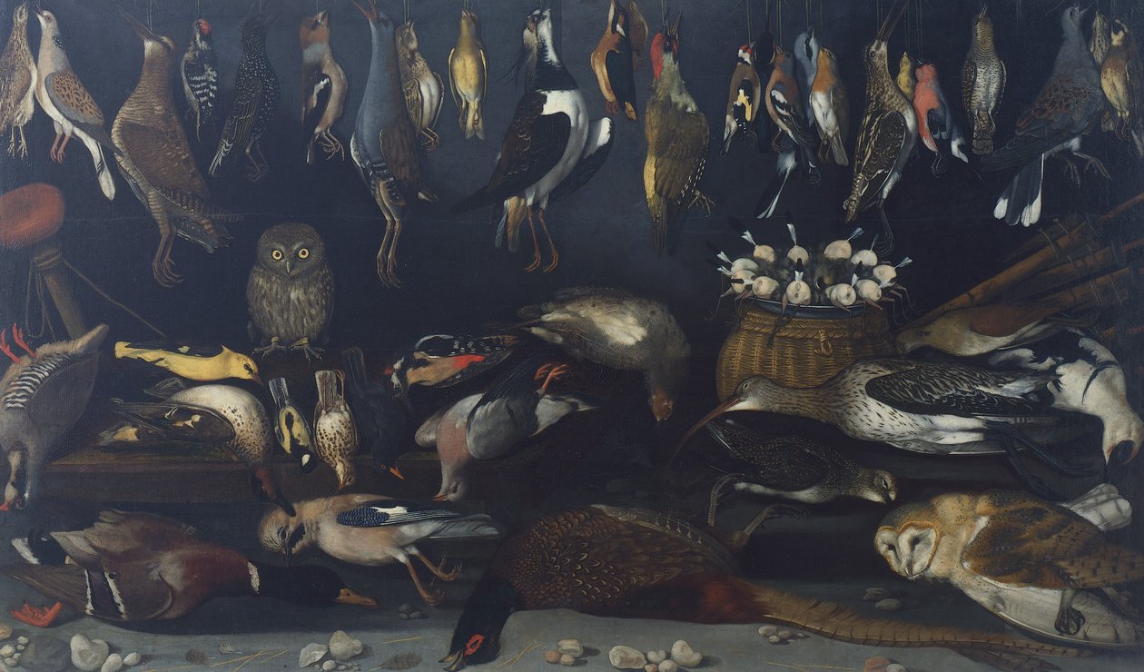 Natureza Morta com Aves, por Mestre da Natureza Morta de Hartford (óleo sobre tela) de Michelangelo Merisi da Caravaggio