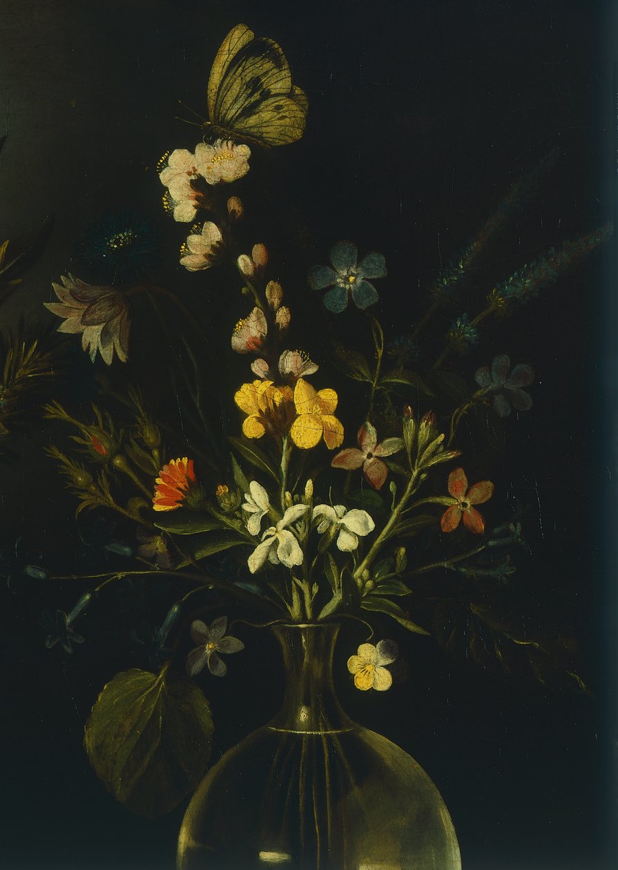 Natureza morta com flores e frutos, por Mestre da Natureza Morta de Hartford, c.1600-10 (óleo sobre tela) de Michelangelo Merisi da Caravaggio