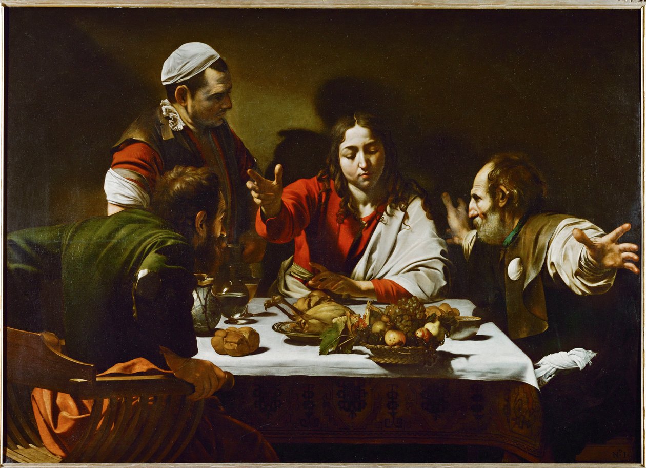 Ceia de Emaús ... (óleo sobre tela) de Michelangelo Merisi da Caravaggio