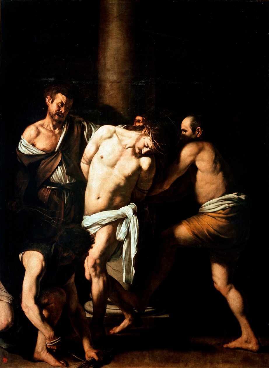 A flagelação de Cristo Pintura de Michelangelo Merisi chamada O Caravaggio ou Il Caravaggio (1571-1610) 1607-1610 Sol. 2,86x2,13 m Nápoles, Museo nazionale di Capodimonte de Michelangelo Merisi da Caravaggio