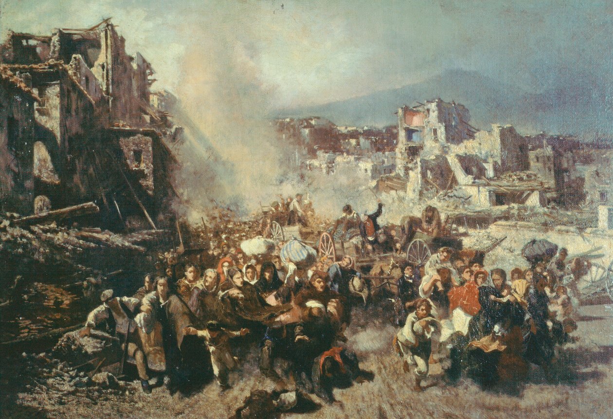 Terremoto em Torre Del Greco, de Michele Cammarano (1835-1920), óleo sobre tela de Michele Cammarano