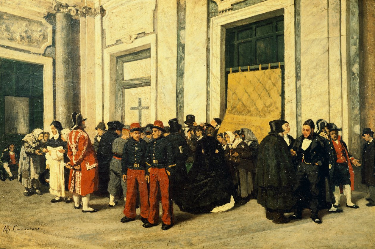 Hall de entrada de Santa Maria Maggiore, ca 1865, de Michele Cammarano (1835-1920), Itália, Óleo sobre tela. de Michele Cammarano