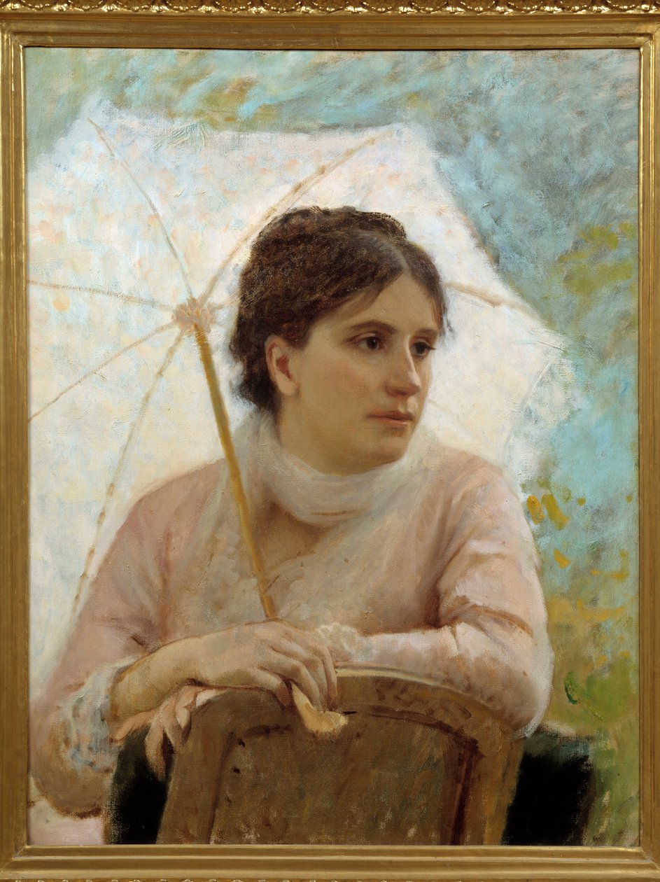 Retrato de Gabriella Coujere, esposa da artista. Pintura de Michele Gordigiani (1830-1909) de Michele Giordigiani