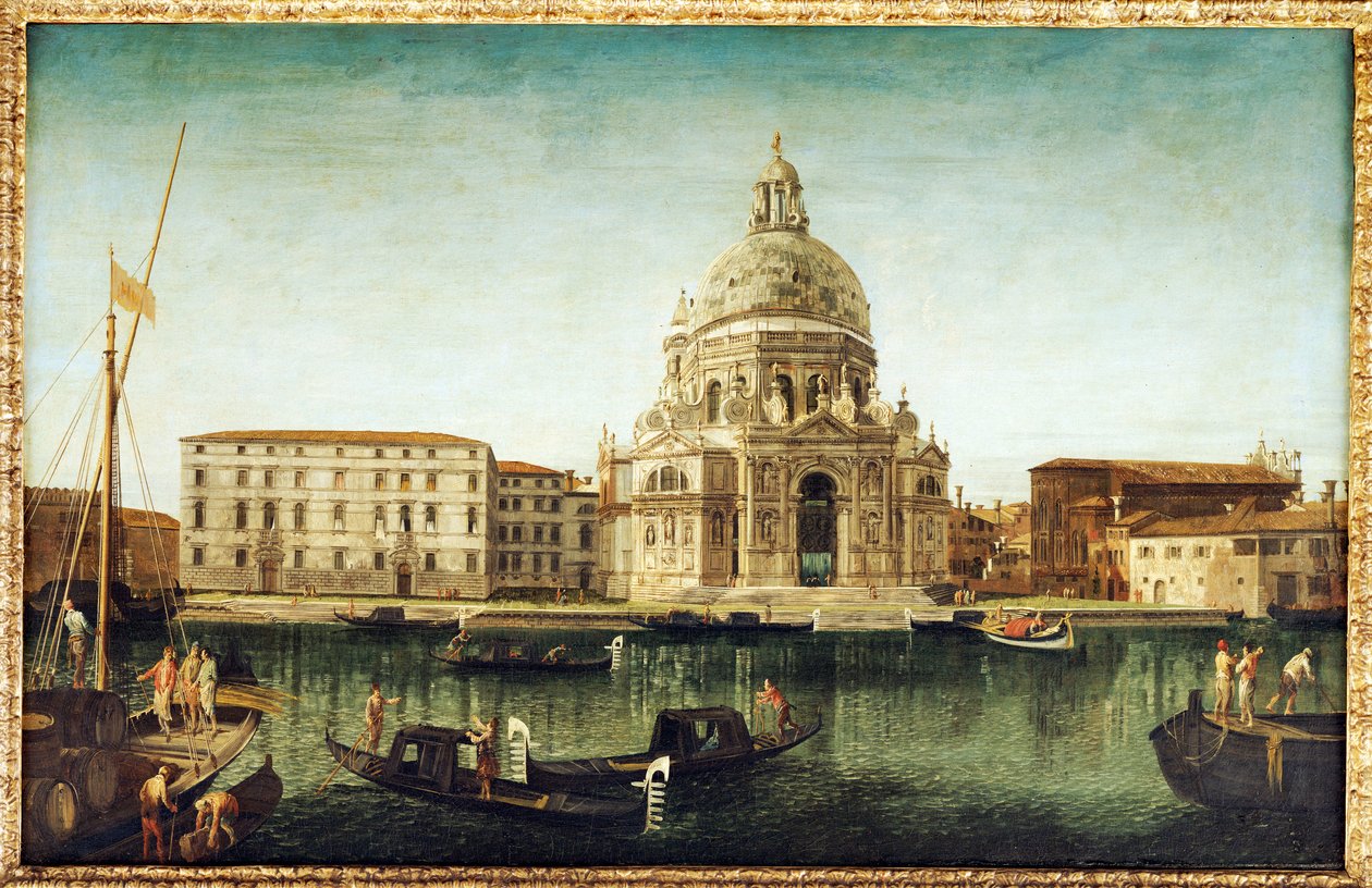 Santa Maria della Salute, Veneza, com gôndolas no Grande Canal de Michele Marieschi