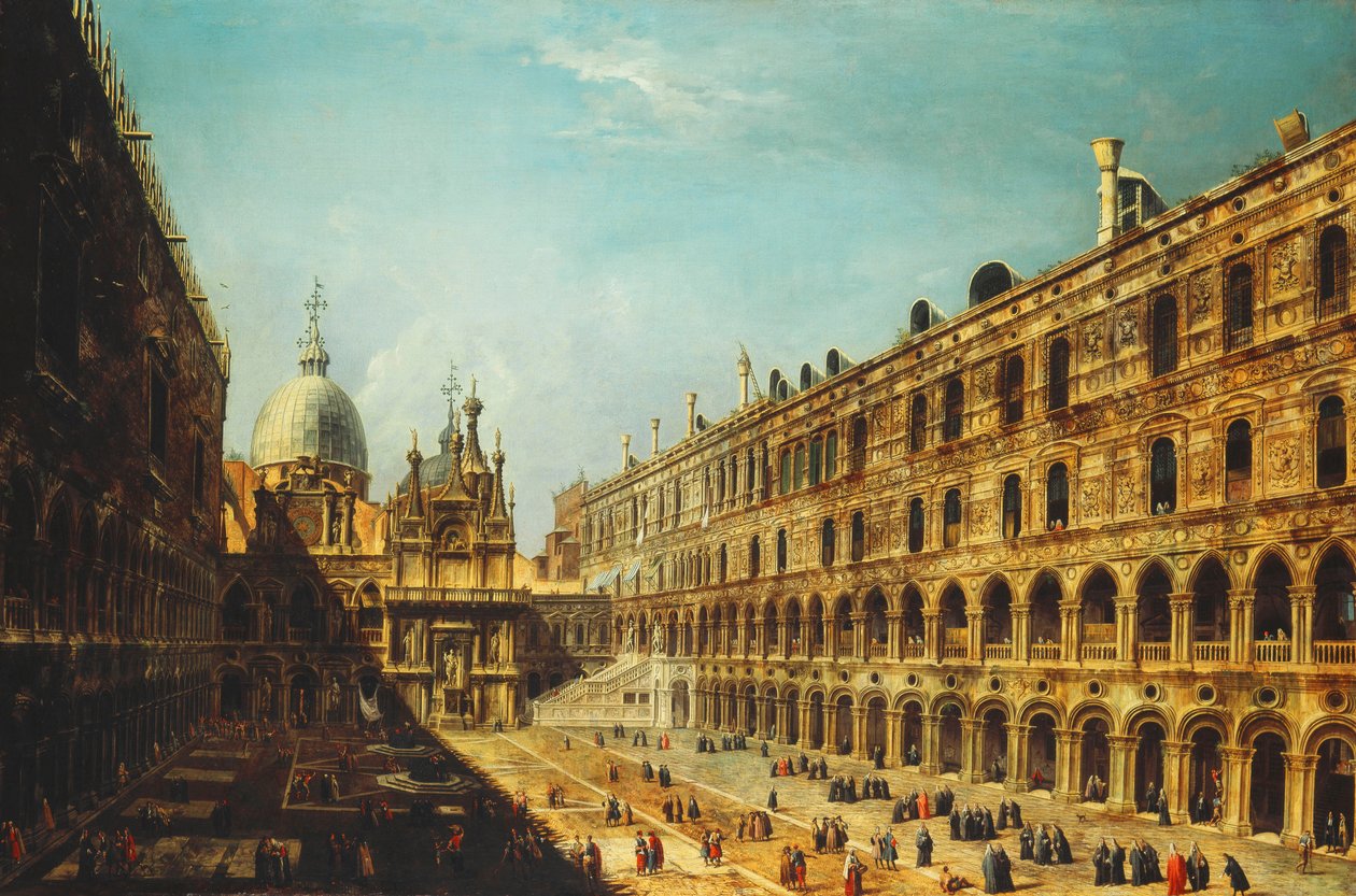 O Pátio do Palácio Ducal, em Veneza, de Michele Marieschi