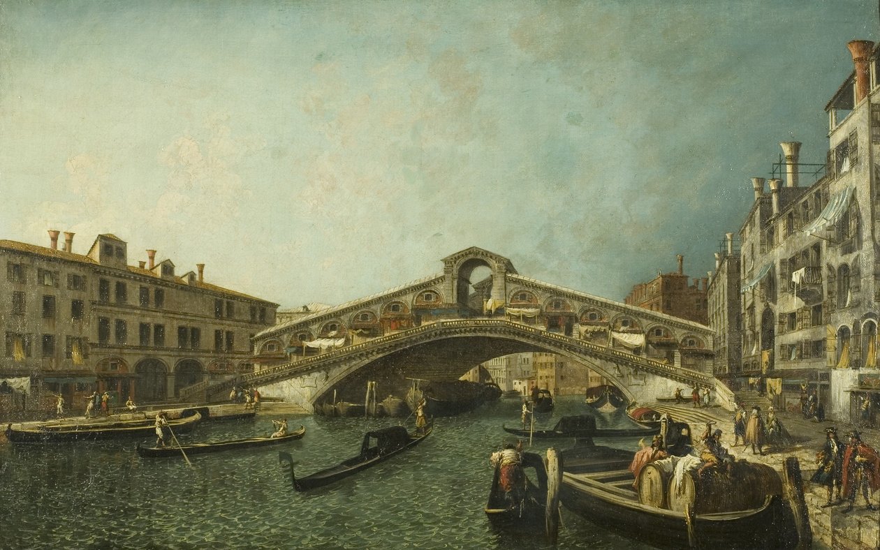 A Ponte de Rialto, Veneza, c.1740 (óleo sobre tela) de Michele Marieschi