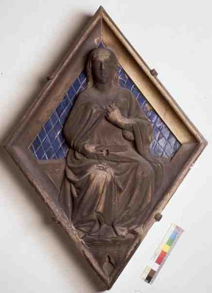 Lógica, azulejo em relevo do Campanile (mármore e cerâmica) de Micheli Gino