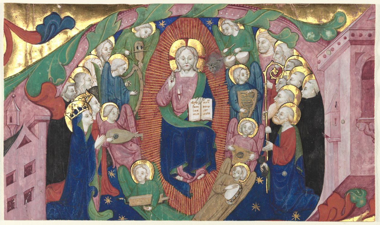 Fragmento de uma inicial historiada de um livro de coro: Cristo em Majestade, c. 1400. de Michelino Molinari da Besozzo