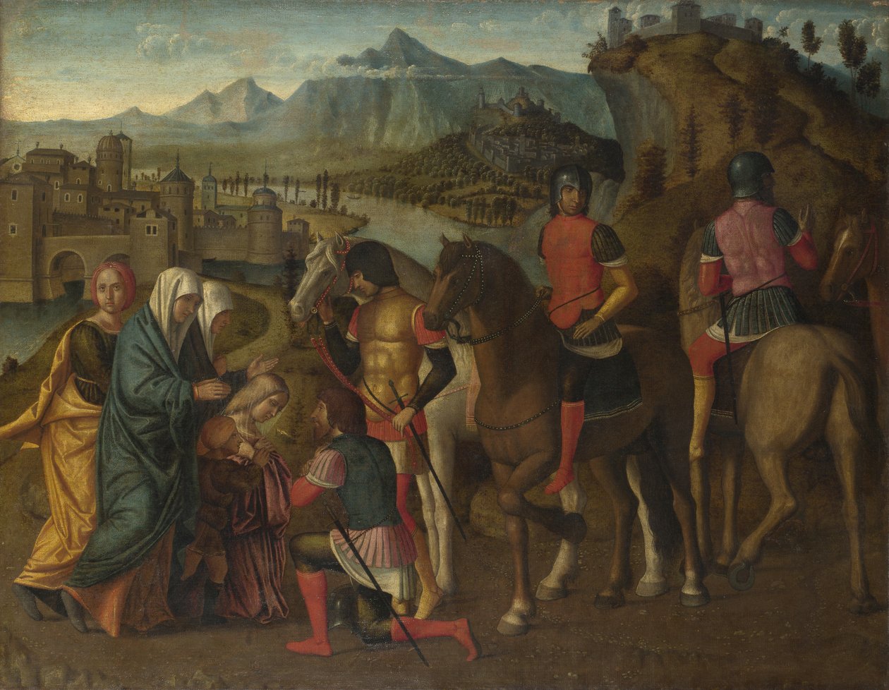 Coriolano persuadido por sua família a poupar Roma, c. 1500 de Michelle da Verona