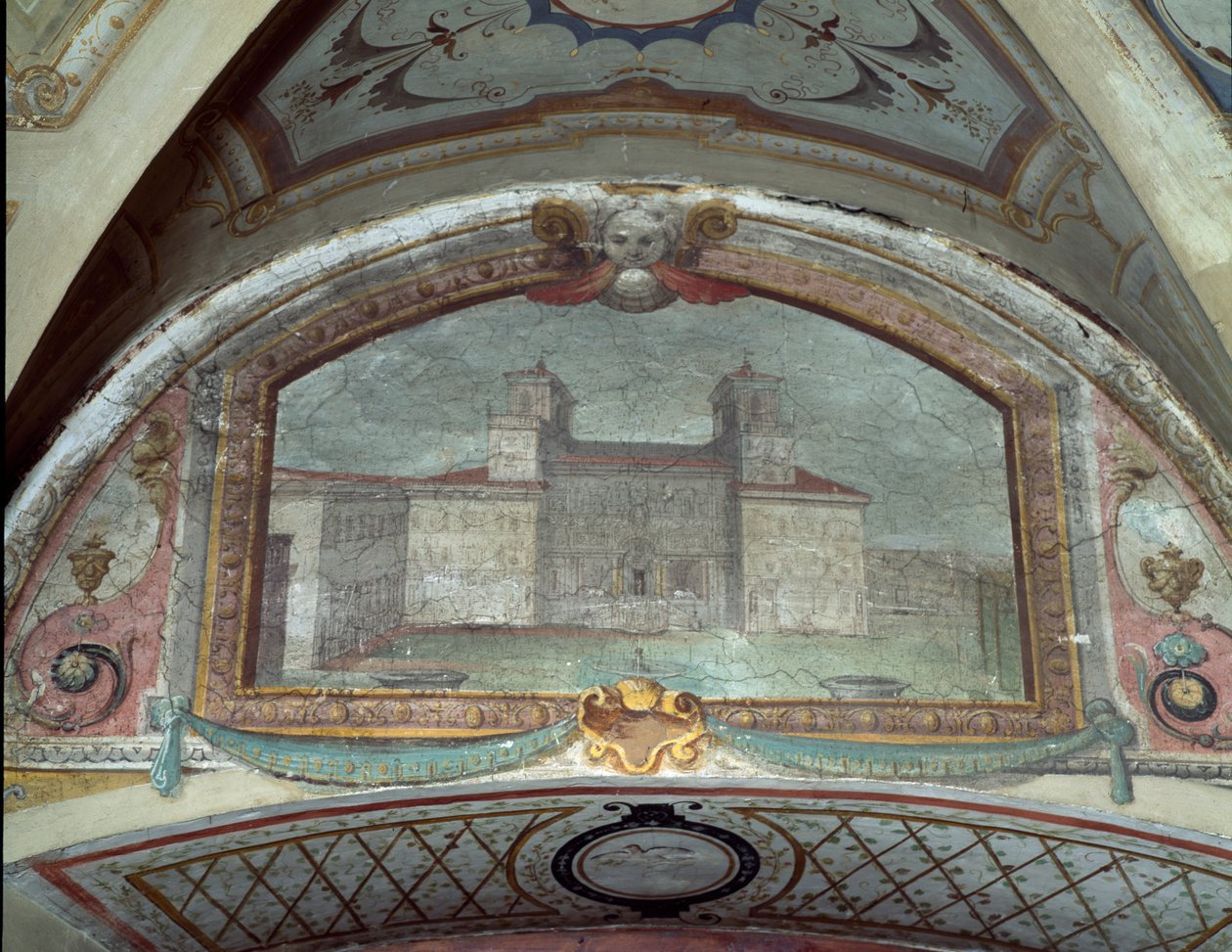 Detalhe de um teto, Villa do Medicea de Careggi fresco de Michelozzo di Bartolommeo