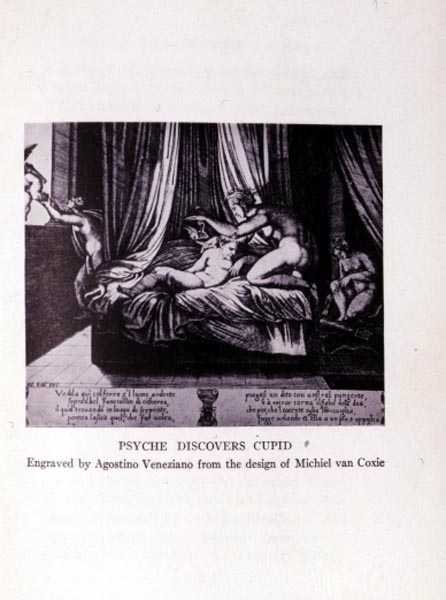 Psique Descobre o Cupido, gravado por Agostino Veneziano (1490-1540) de Michiel I after Coxie or Coxcie