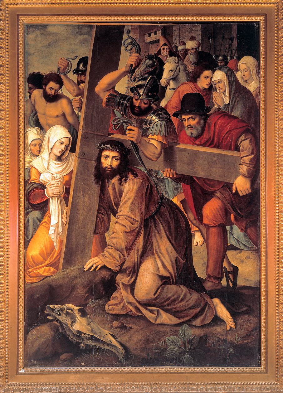 "Cristo portant sa croix" (Cristo carregando a cruz) Peinture de Michiel Coxcie (Coxie) (1499-1592) de Michiel I Coxie or Coxcie