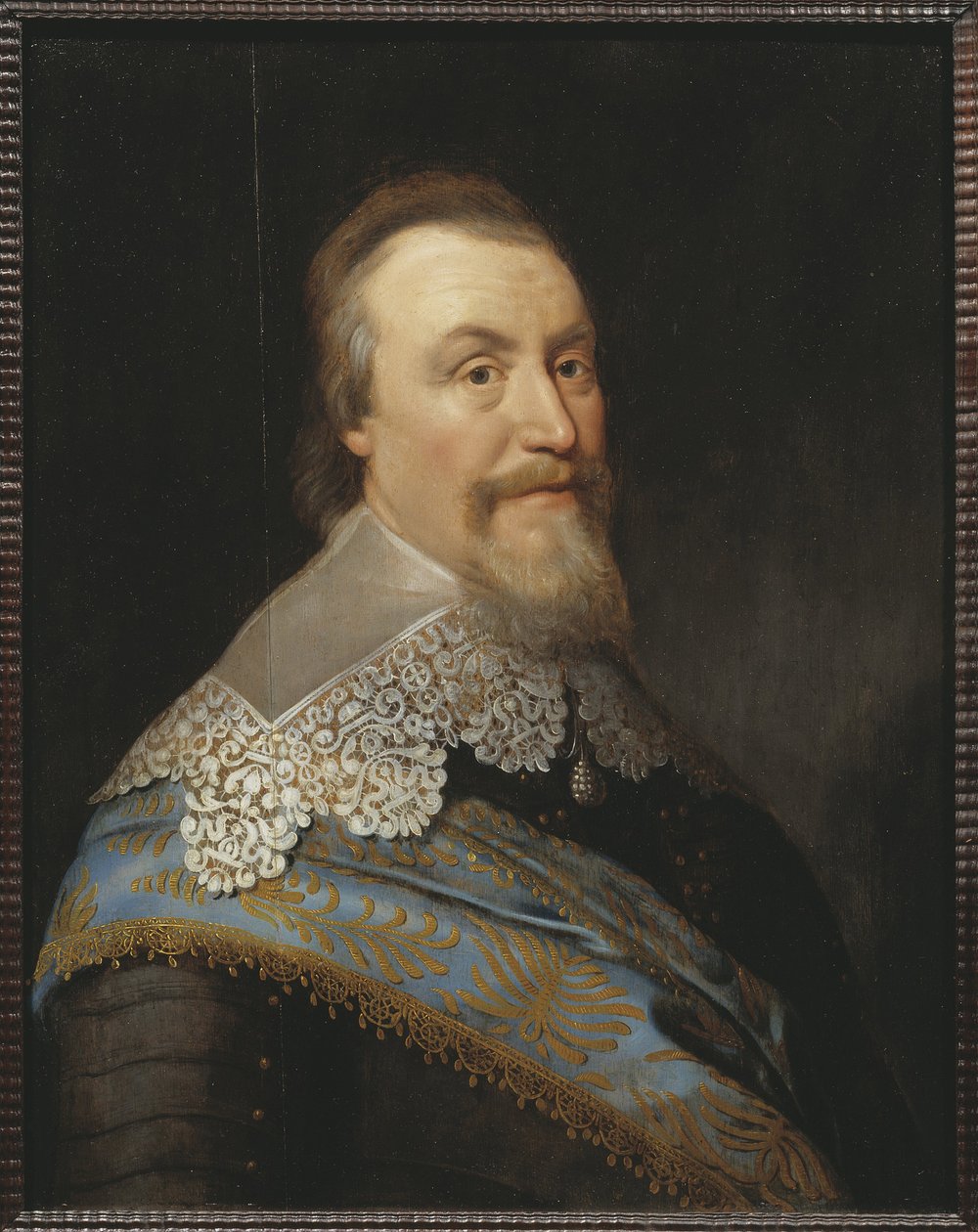 Retrato do Conde Axel Oxenstierna (Oxenstjerna) (1583-1654), de Mierevelt (Mierveld, Mireveldt), Michiel Jansz. van, Workshop de . Óleo sobre madeira. Dimensão : 74x57,5 cm. Nationalmuseum Estocolmo de Michiel Jansz. van (studio of) Miereveld