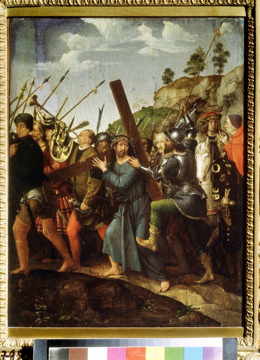 Cristo carregando a Cruz. Pintura de Michael Sittow (1460 ou 1468-1525). Óleo sobre tela, 37,5 x 28,3 cm, ca. 1518-1525. Arte holandesa, renascença. Pushkin Museum of Fine Arts, Moscovo. de Michiel Sittow
