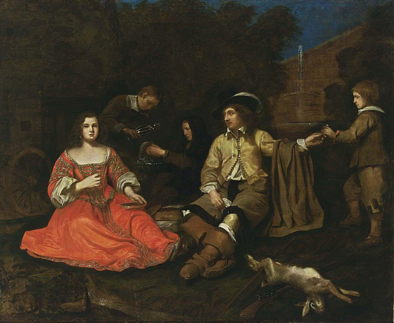 Descanso elegante da empresa de caça de Michiel Sweerts