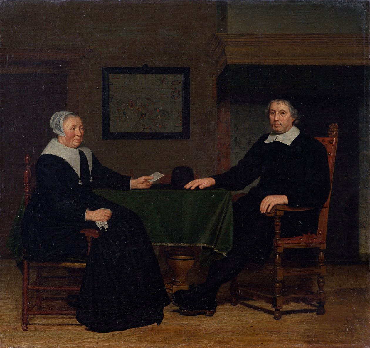 Retrato de Adriaen Corver e da sua mulher Rijckje Theulingh. de Michiel van Musscher