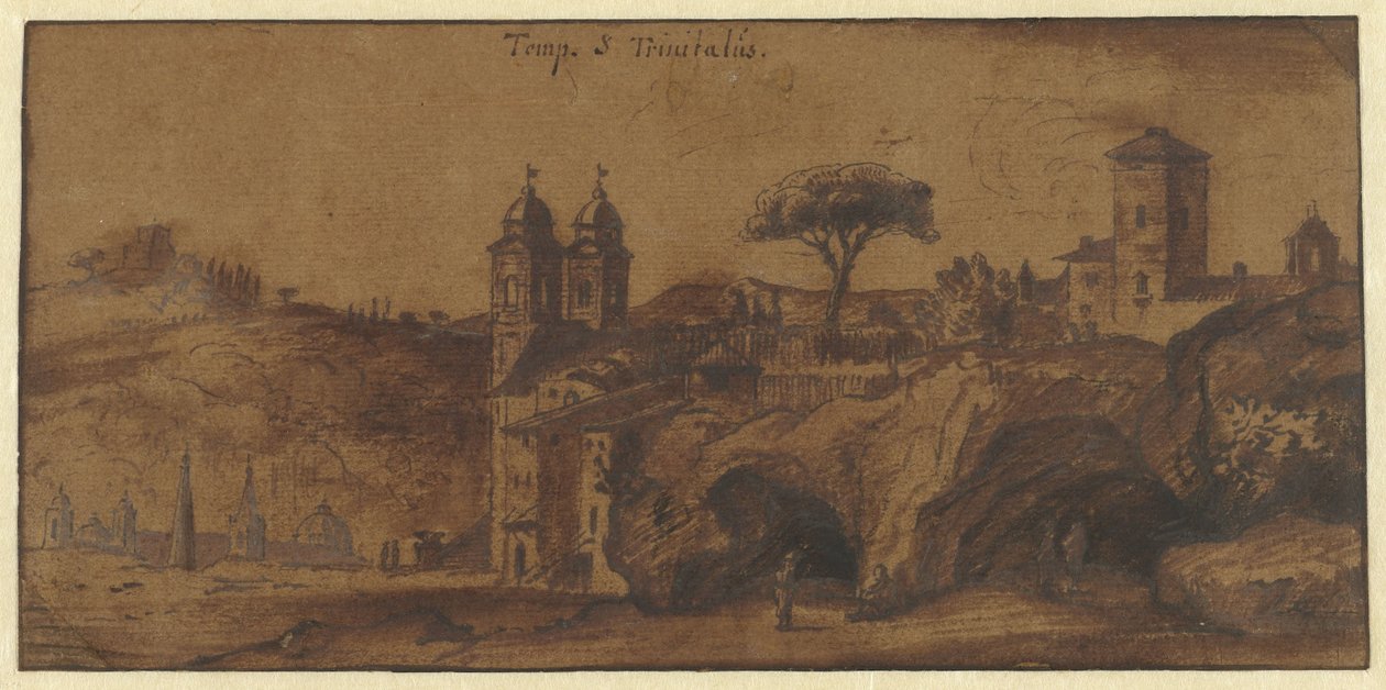 Vista do SS Trinità dei Monti em Roma de Michiel van Overbeek