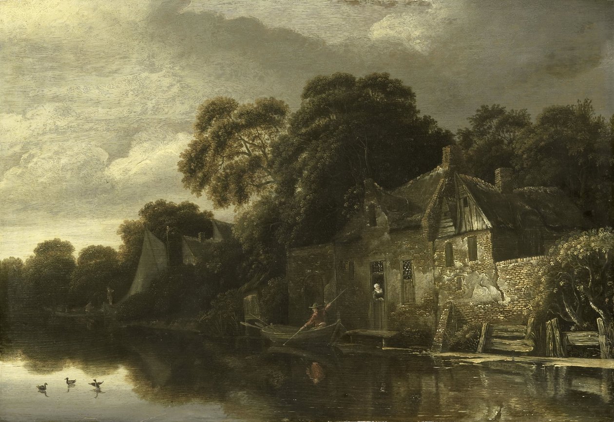 Casa de campo velha na água de Michiel van Vries