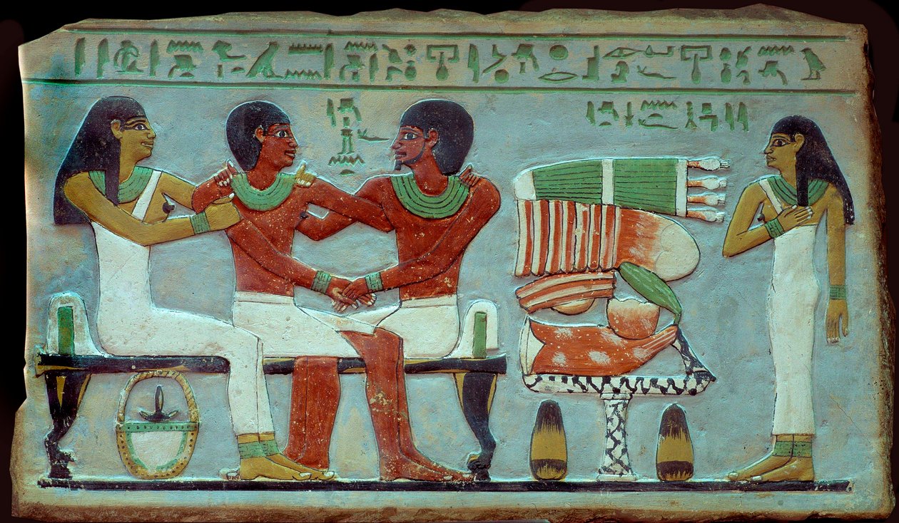 Antiquite egípcio: estela privada e comemorativa da necrópole de Abydos, perto de Tebas. Império Médio. Cairo, Museu Egípcio de Middle Kingdom Egyptian