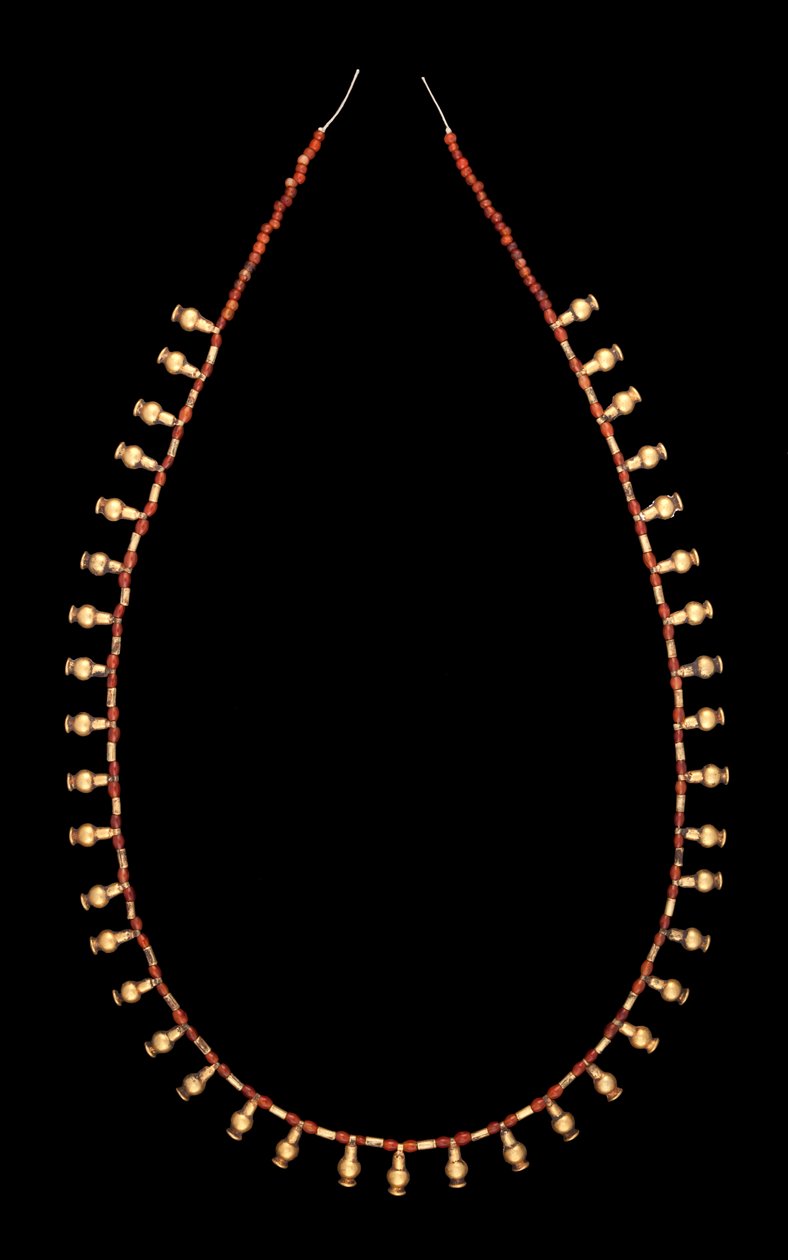 Pingentes de garrafa de ouro com colar de cornalina de Middle Kingdom Egyptian