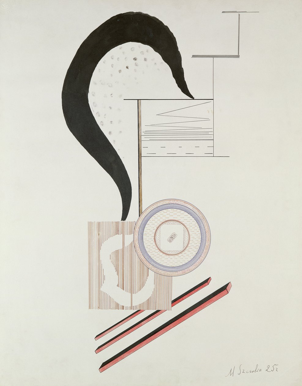 Composição Construtivista, 1925 (caneta e tinta, wc e guache sobre papel) de Mieczyslaw Szczuka