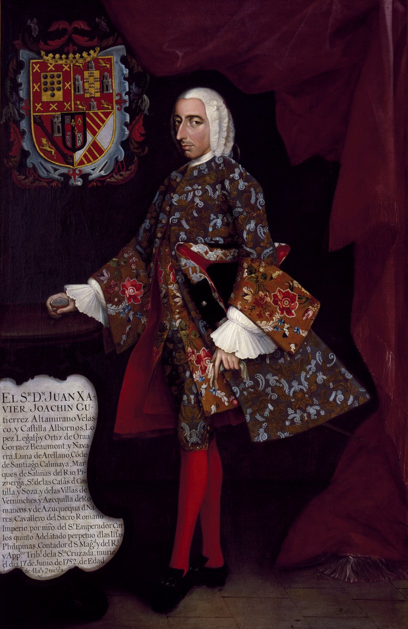 Dom Juan Xavier Joaquín Gutiérrez Altamirano Velasco, Conde de Santiago de Calimaya, 1752 de Miguel Cabrera