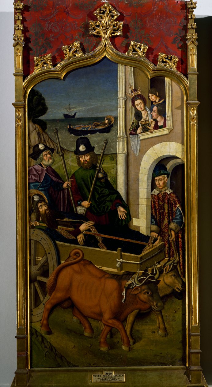 O corpo de São Tiago chega à Galiza de Miguel (school of) Ximenez