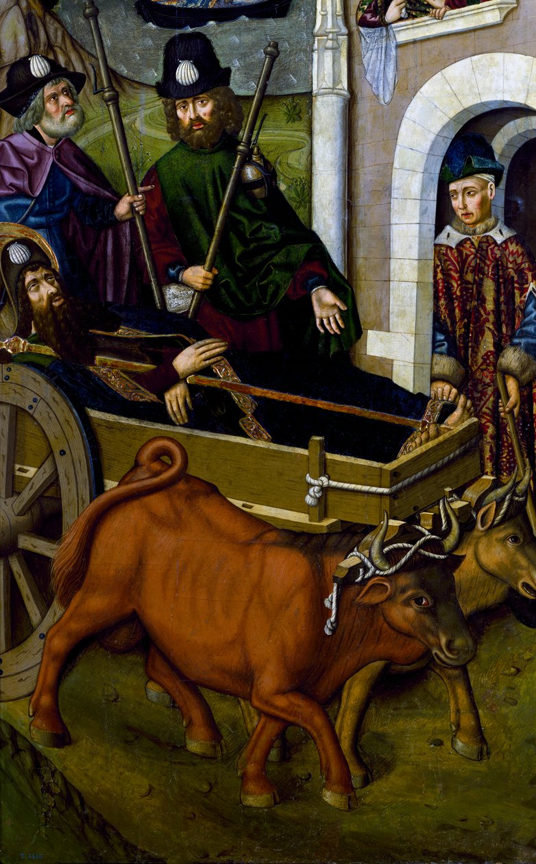 Corpo de São Tiago chegando na Galiza, detalhe de 2581033 de Miguel (school of) Ximenez