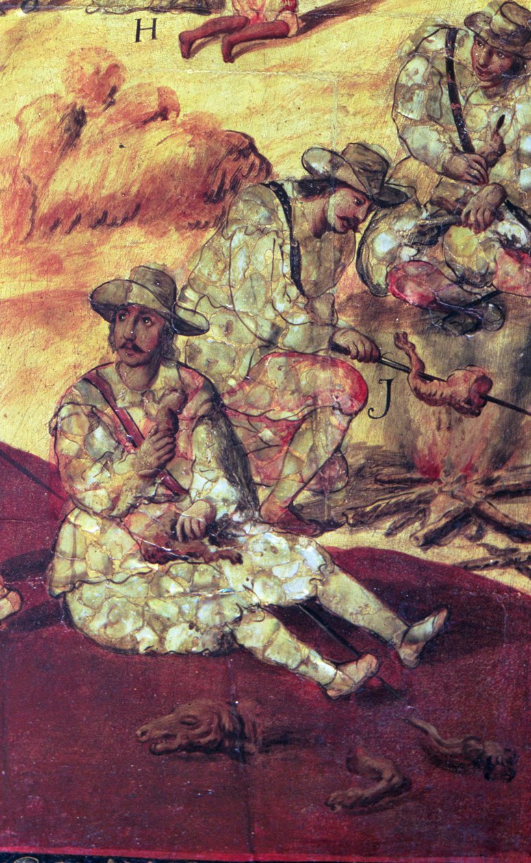 Conquistadores famintos comem carne de cachorro de Miguel Gonzalez