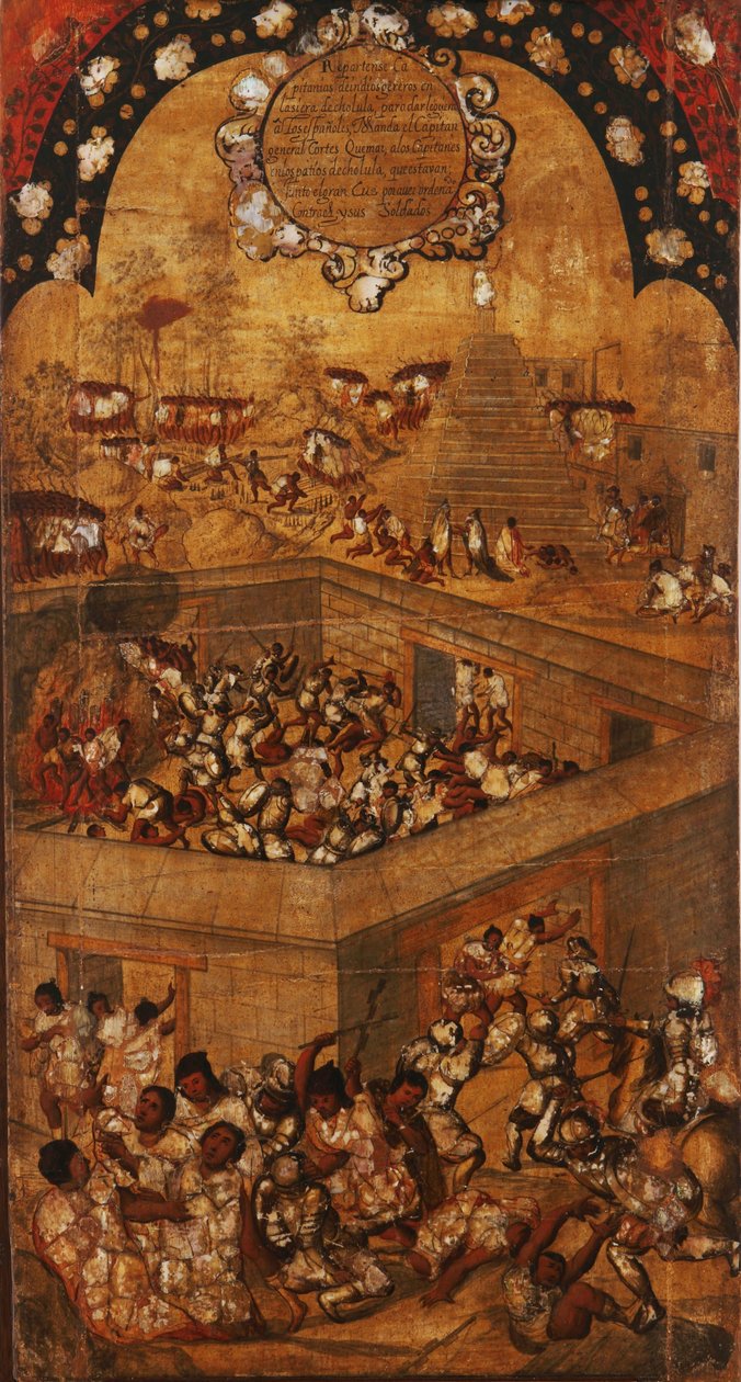 The Conquest of Mexico, Painel VII, c.1696-1715 (pintura sobre madeira) de Miguel Gonzalez