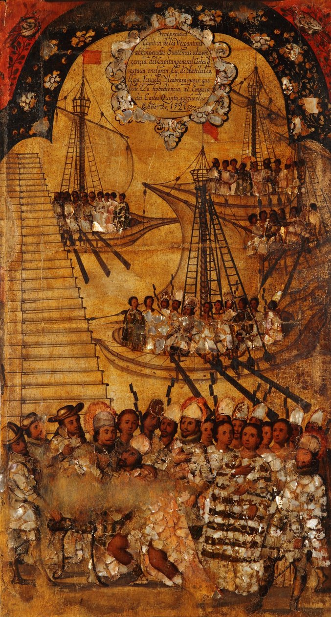 A Conquista do México, Painel XXIV, c.1696-1715 (pintura sobre madeira) de Miguel Gonzalez