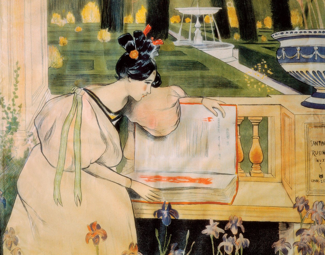 Cartaz de apresentação das páginas da vida do Rusinol i Prats (litografia de Miguel Utrillo