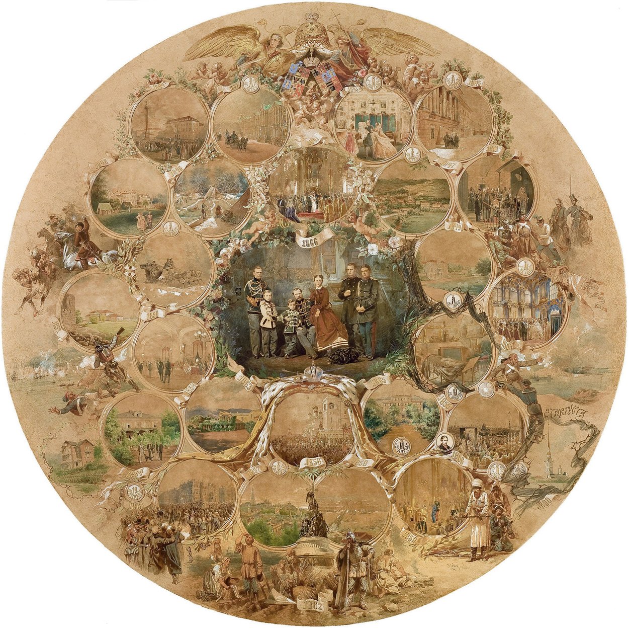 Composição para a celebração do casamento de prata do imperador Alexandre II, 1866 de Mihaly von Zichy