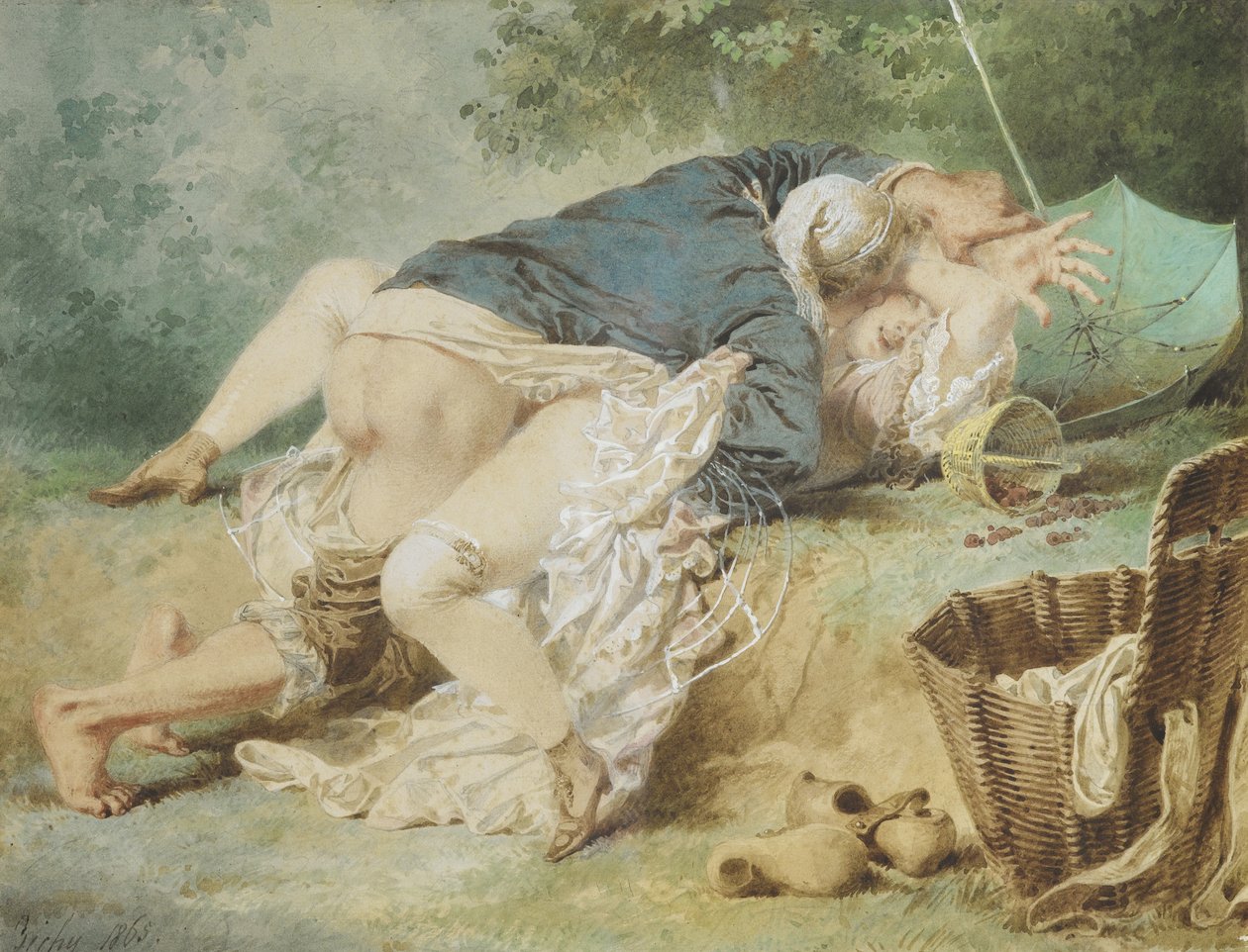 Amantes em um parque, 1865 de Mihaly von Zichy