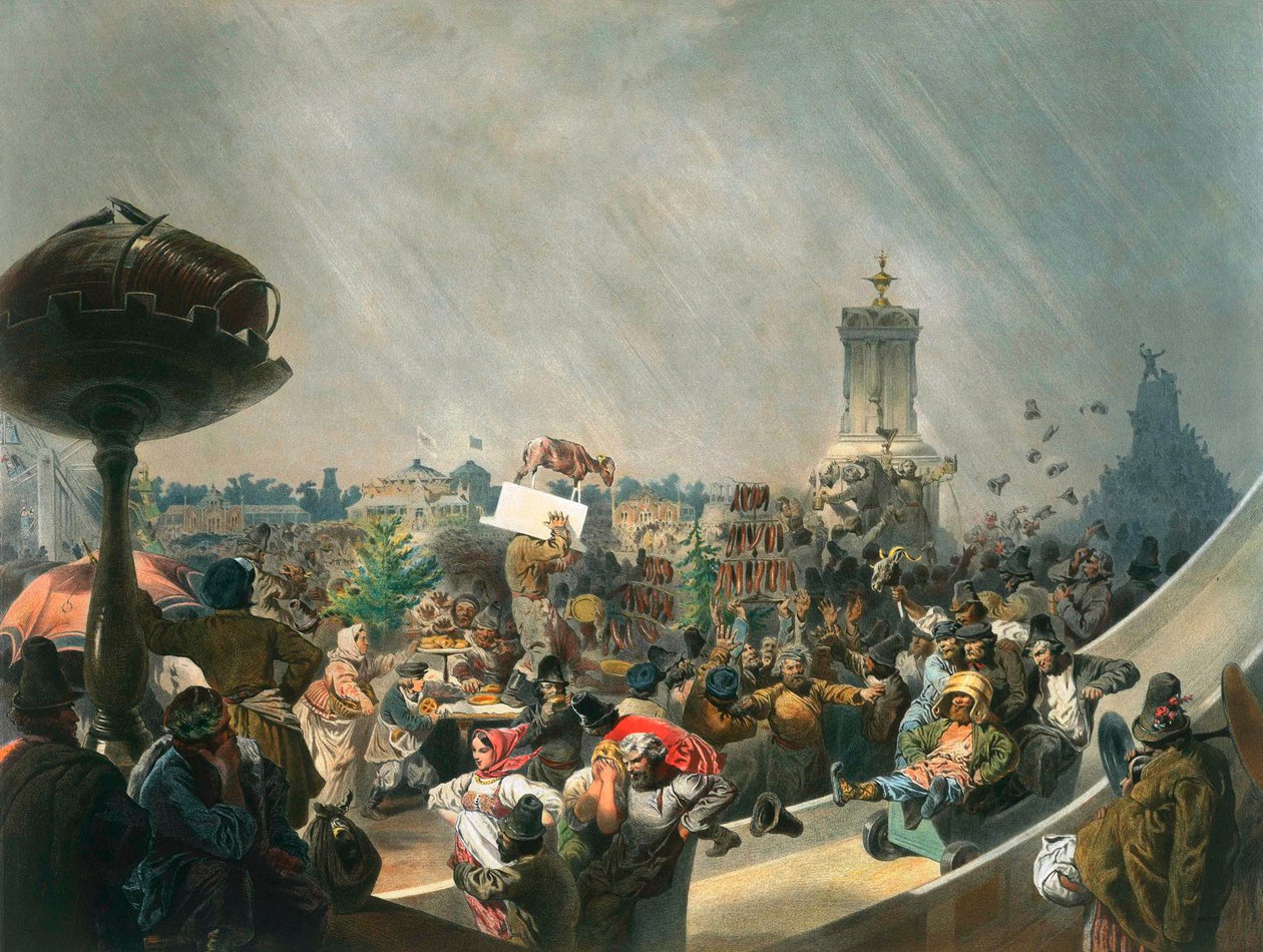 Festas públicas após a coroação do czar Alexandre II, campo de Khodynka, Moscou, 1856. de Mihaly von Zichy