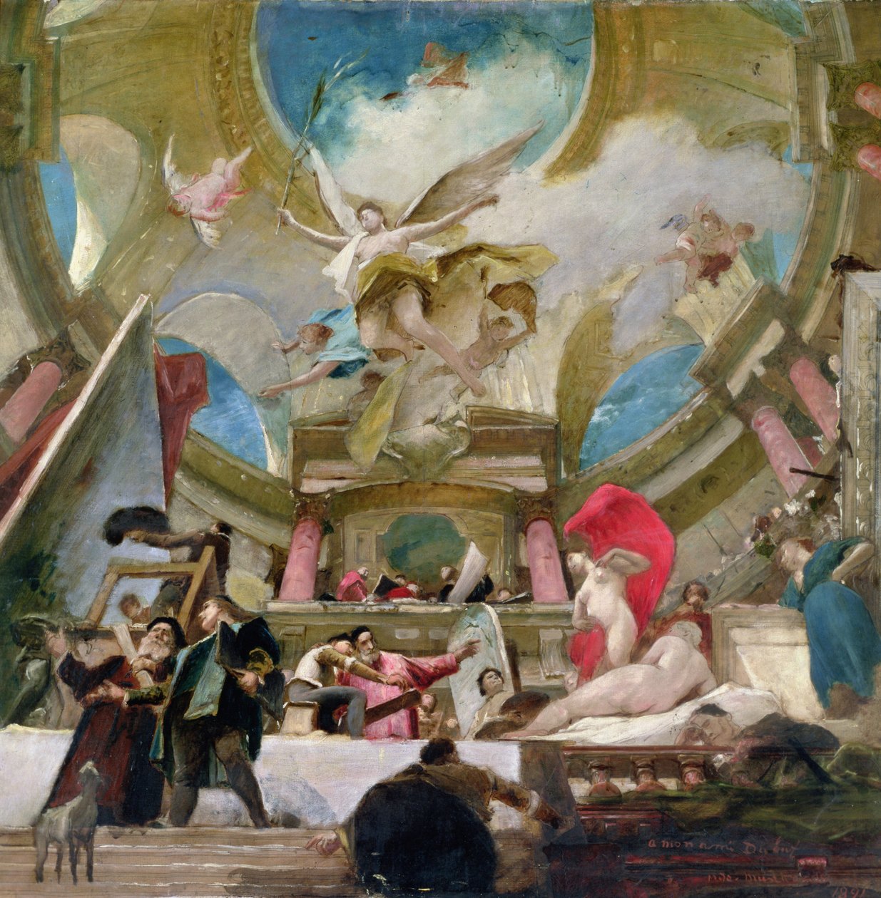 Apoteose do Renascimento, estudo para a decoração da escadaria no Museu Kunsthistorisches de Viena (ver também 70759) de Mihály Munkácsy