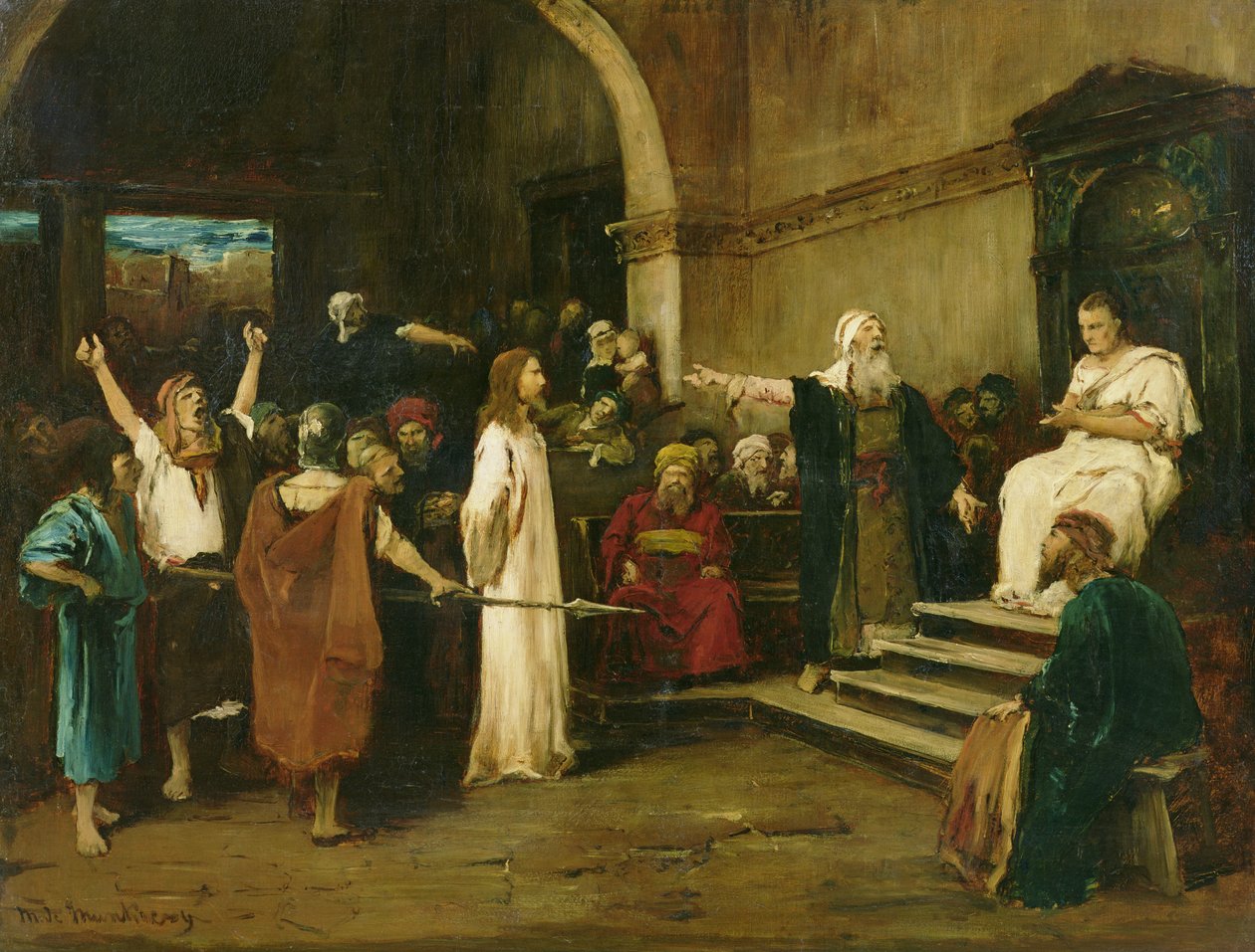 Cristo antes de Pilatos, 1880 (estudo de 47889) de Mihály Munkácsy