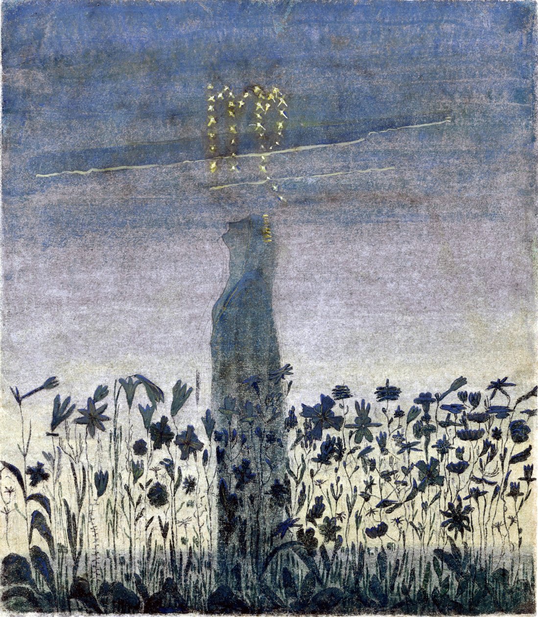 O Signo da Virgem (do Ciclo "Zodiac") par Ciurlionis, Mikalojus Konstantinas (1875-1911). Tempera sobre papel, tamanho : 35,6x31,3 de Mikalojus Konstantinas Čiurlionis