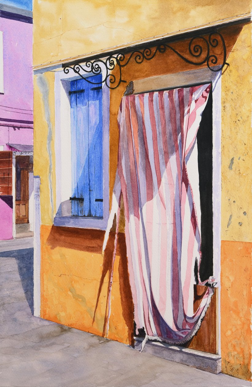 Casa de Burano (aguarela sobre papel) de Mike Briscoe