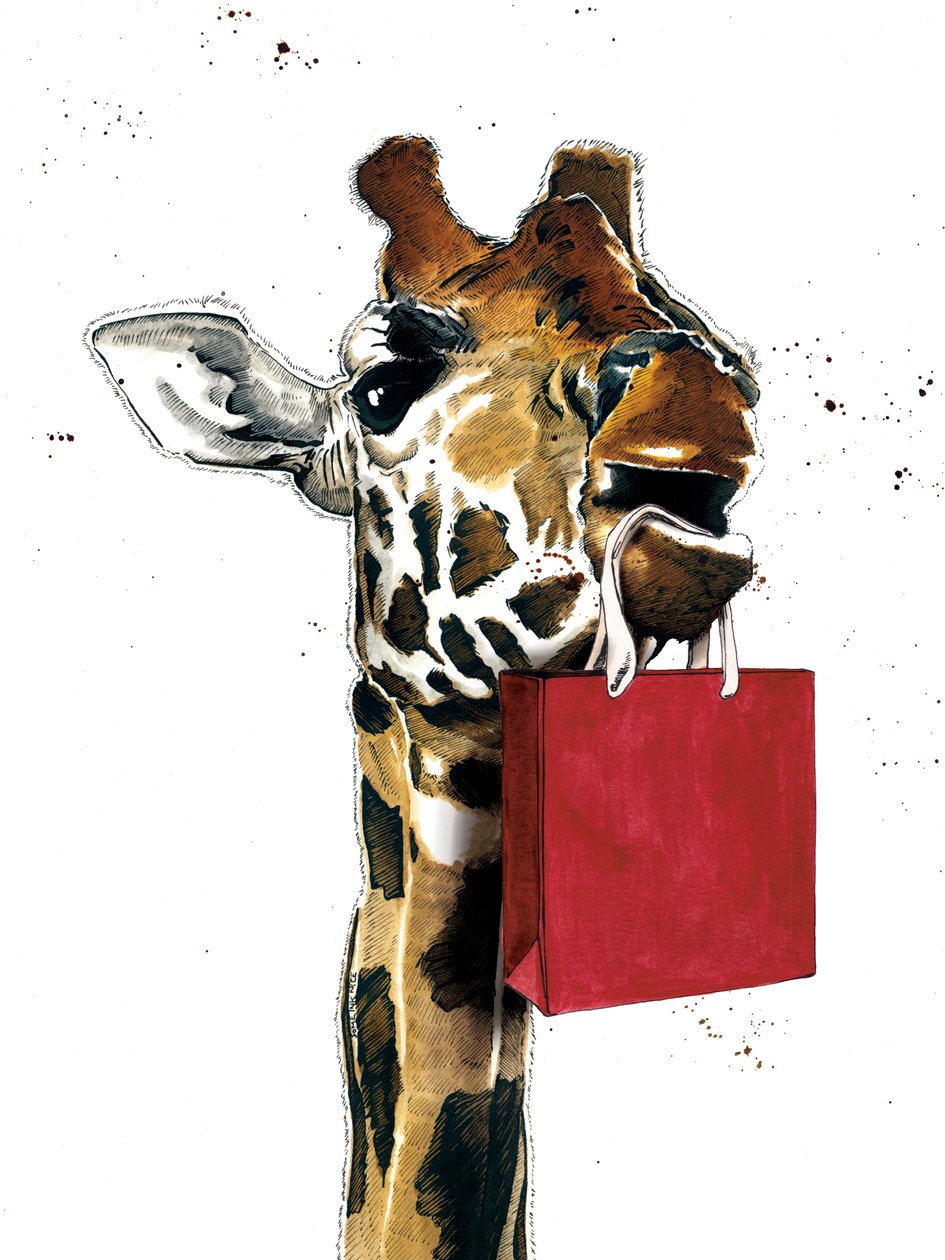 Girafa de aniversário em branco, 2020 de Mike Davis