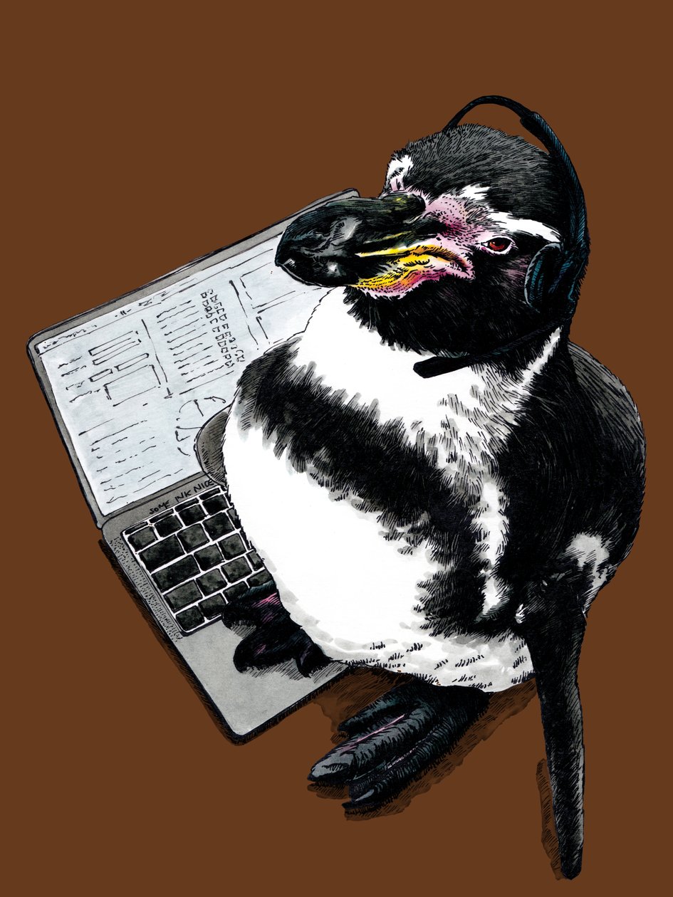 Novo Pinguim de Trabalho em Laranja Queimada, 2020 de Mike Davis