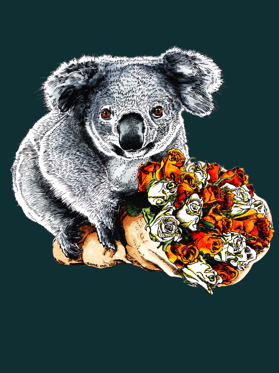 Obrigado Koala em Deep Cyan, 2020 de Mike Davis
