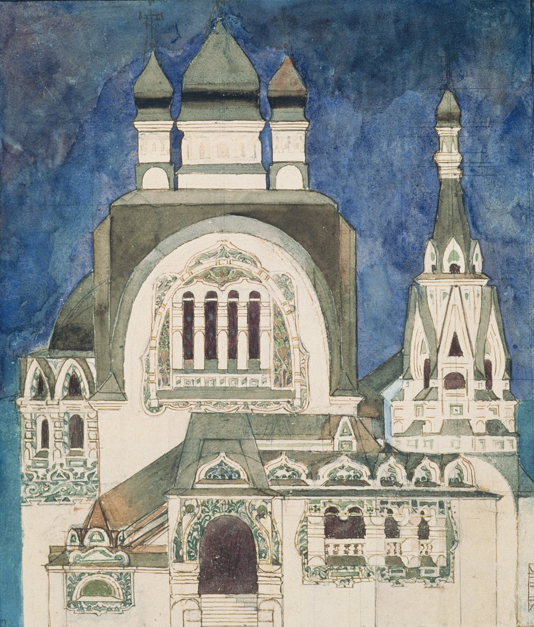 Desenho não realizado para uma igreja em Talashkono, 1899 de Mikhail Aleksandrovich Vrubel