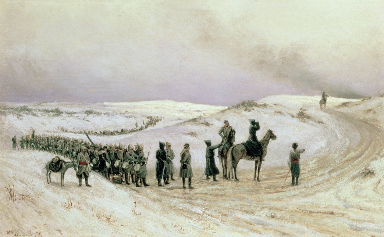 Bulgária, uma cena da guerra russo-turca de 1877-78, 1879 de Mikhail Georgievich Malyshev