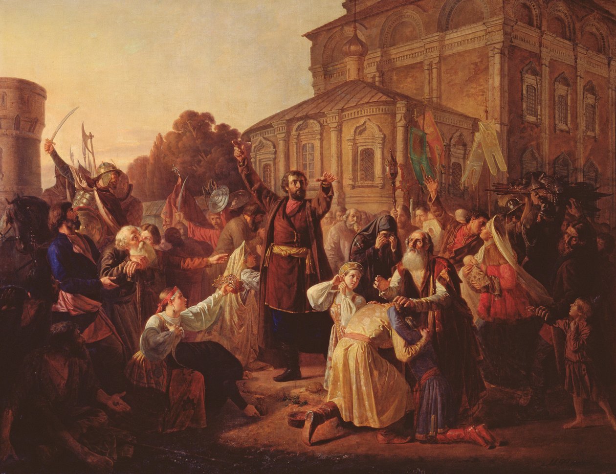 Minin (d.1616) apelando para os novgorodianos em 1611, 1861 de Mikhail Ivanovich Peskov