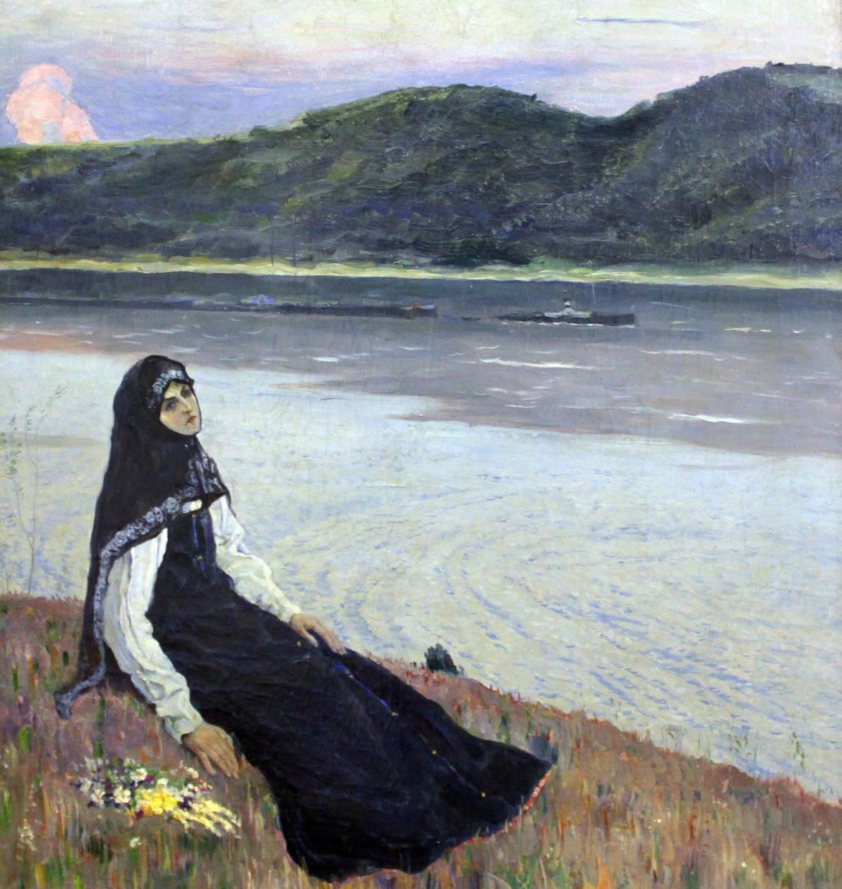 No rio Volga de Mikhail Vasilievich Nesterov